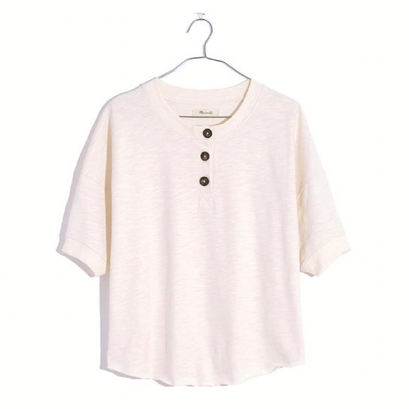 Madewell Tops - MADEWELL  Raw Edge Henley Tee